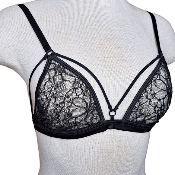 Adore Me Other - Adore me NEW size small unlined lace sexy scrappy Bralette lingerie bra black